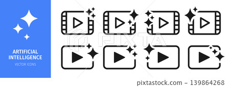 Icons for Improving video using AI sparkle set artificial intelligence symbols star frames design Icons for Improving video using AI sparkle set artificial intelligence symbols star frames design 139864268