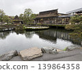 忍野八海的茅草屋頂水車和清新的綠色景色 139864358