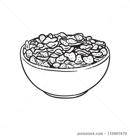 freehand drawn black and white cartoon bowl freehand drawn black and white cartoon bowl 139865670