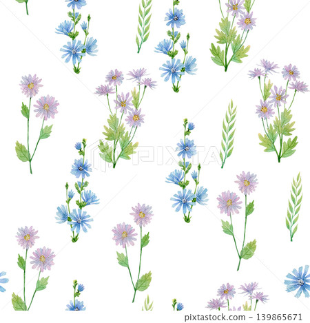 Watercolor Floral and Herbal Pattern 139865671