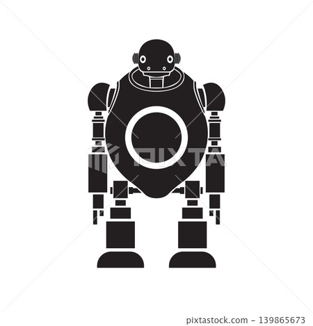 Retro Sci-Fi Robot Silhouette 139865673