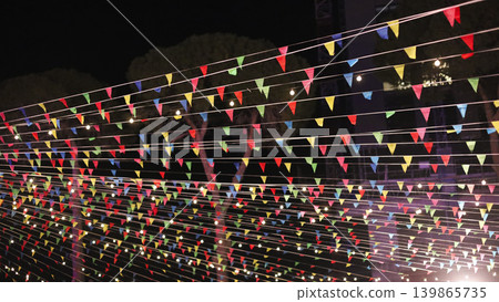 Nighttime Festival Bunting and String Lights 139865735