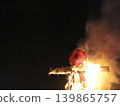 Night Bonfire Effigy Burning in Darkness 139865757