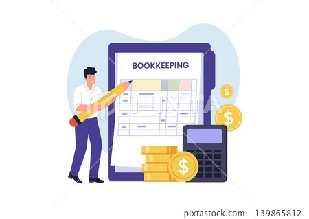 Illustration of Spreadsheet Audit and Business Bookkeeping Ledger Illustration of Spreadsheet Audit and Business Bookkeeping Ledger 139865812