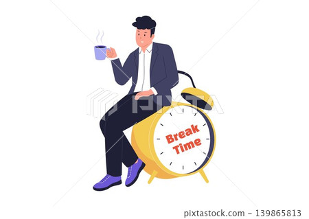 Illustration of Sitting on Giant Alarm Clock for Break Time Illustration of Sitting on Giant Alarm Clock for Break Time 139865813