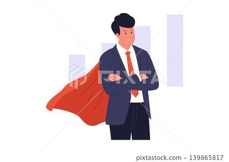 Illustration of Superhero Businessman Wearing Red Cape Confidence Illustration of Superhero Businessman Wearing Red Cape Confidence 139865817