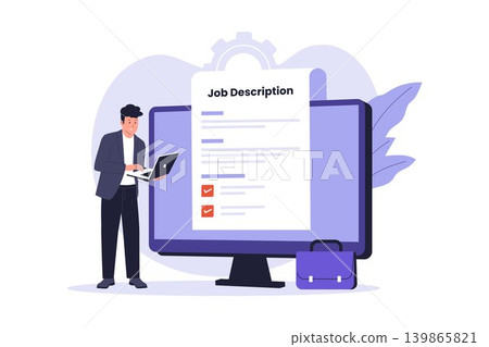 Employee Reviewing Job Description on Computer Employee Reviewing Job Description on Computer 139865821