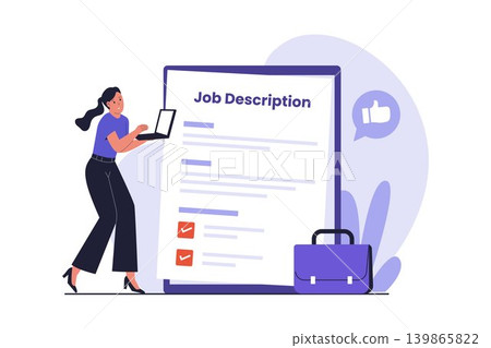 Illustration of HR Manager Pointing at Job Description Checklist Illustration of HR Manager Pointing at Job Description Checklist 139865822