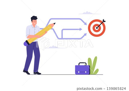 Illustration of Business Strategy Planning Backup Blueprint Illustration of Business Strategy Planning Backup Blueprint 139865824