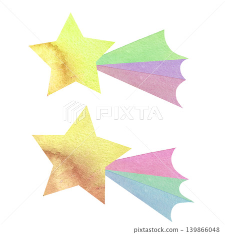 A gentle, sparkling watercolor shooting star 139866048