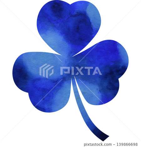 An illustration of a beautiful watercolor-patterned three-leaf clover icon. An illustration of a beautiful watercolor-patterned three-leaf clover icon. 139866698