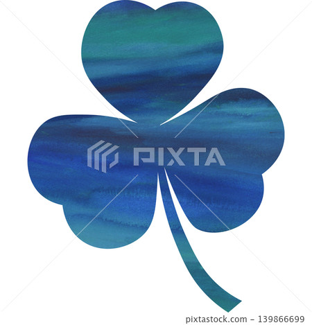 An illustration of a beautiful watercolor-patterned three-leaf clover icon. An illustration of a beautiful watercolor-patterned three-leaf clover icon. 139866699