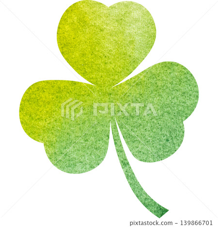 An illustration of a beautiful watercolor-patterned three-leaf clover icon. An illustration of a beautiful watercolor-patterned three-leaf clover icon. 139866701
