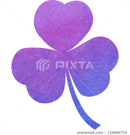 An illustration of a beautiful watercolor-patterned three-leaf clover icon. An illustration of a beautiful watercolor-patterned three-leaf clover icon. 139866754