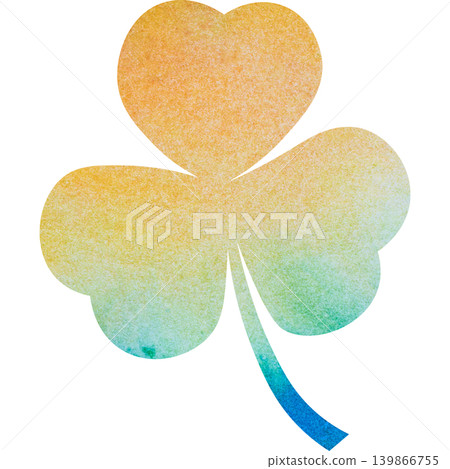 An illustration of a beautiful watercolor-patterned three-leaf clover icon. An illustration of a beautiful watercolor-patterned three-leaf clover icon. 139866755