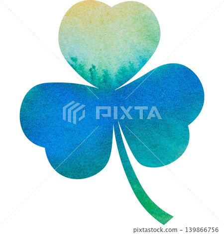 An illustration of a beautiful watercolor-patterned three-leaf clover icon. An illustration of a beautiful watercolor-patterned three-leaf clover icon. 139866756