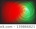 Vibrant swirling colors create dynamic abstract background, blending red and green hues in mesmerizing spiral pattern 139866821