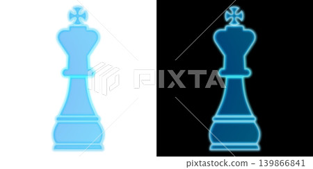 發光的藍色霓虹國際象棋國王棋子,提供透明和黑色背景,裝飾圖示素材。 發光的藍色霓虹國際象棋國王棋子,提供透明和黑色背景,裝飾圖示素材。 139866841