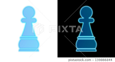 Glowing blue neon chess pawn pieces, available with transparent and black backgrounds, decorative icon material. Glowing blue neon chess pawn pieces, available with transparent and black backgrounds, decorative icon material. 139866844
