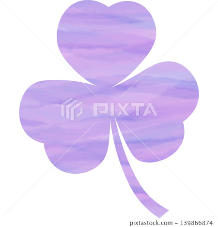 An illustration of a beautiful watercolor-patterned three-leaf clover icon. An illustration of a beautiful watercolor-patterned three-leaf clover icon. 139866874