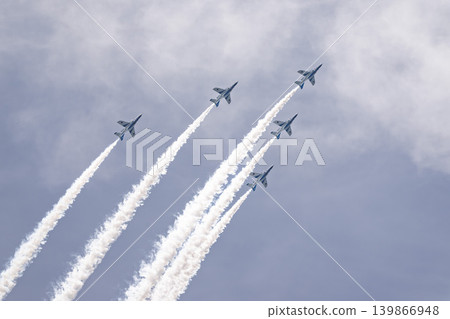 The Blue Sky and the Blue Impulse of Matsushima Air Base Higashi Matsushima City, Miyagi Prefecture 139866948