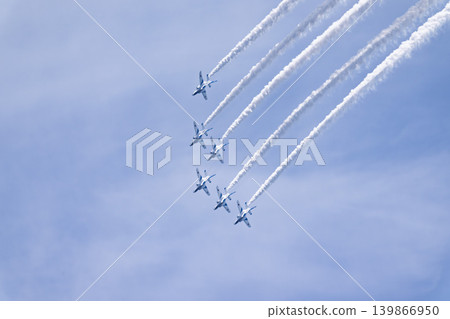 The Blue Sky and the Blue Impulse of Matsushima Air Base Higashi Matsushima City, Miyagi Prefecture 139866950