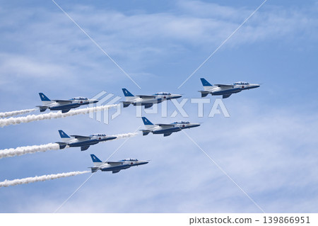 The Blue Sky and the Blue Impulse of Matsushima Air Base Higashi Matsushima City, Miyagi Prefecture 139866951