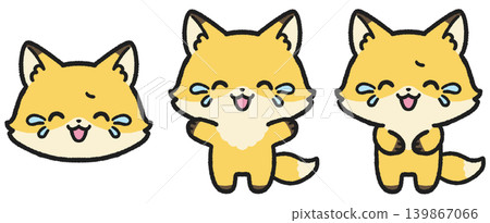 一組狐狸又哭又笑的插圖。 一組狐狸又哭又笑的插圖。 139867066