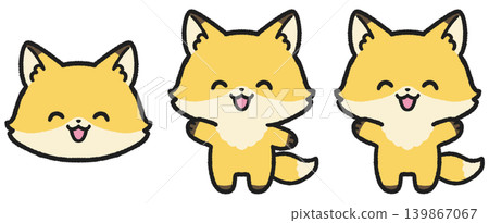 A set of illustrations of a smiling fox. A set of illustrations of a smiling fox. 139867067