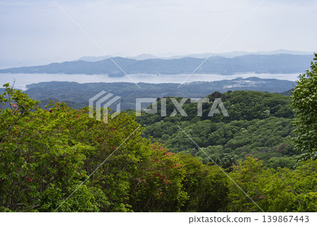 從空中俯瞰田塚山，宮城縣南三陸町靜川地區 139867443