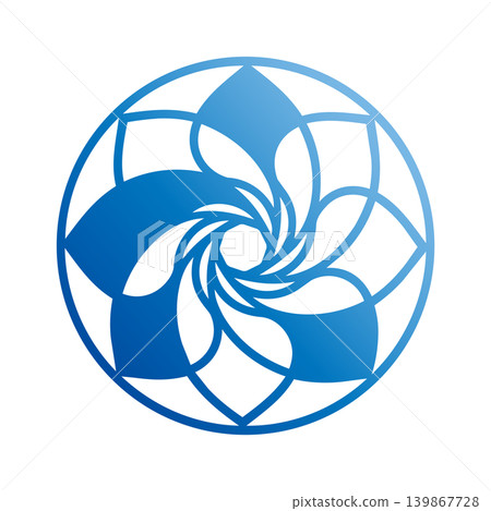 Blue gradient flower-shaped icon | Transparent background Blue gradient flower-shaped icon | Transparent background 139867728