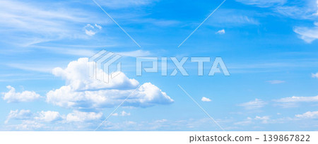 A simple landscape of blue sky and white clouds in summer 139867822