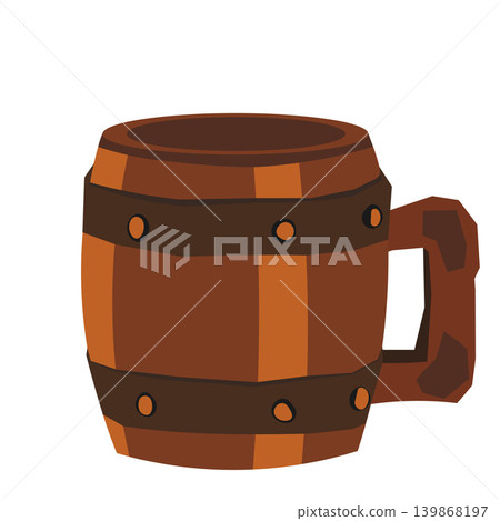 An illustration of a wooden beer mug (empty). An illustration of a wooden beer mug (empty). 139868197