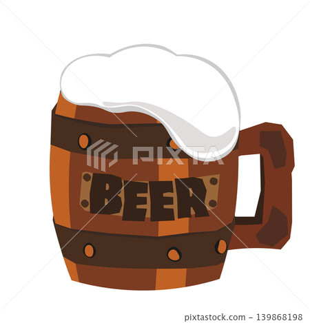 Illustration of beer in a wooden mug Illustration of beer in a wooden mug 139868198