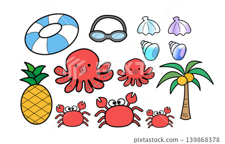 南方島嶼的可愛彩色插圖 139868378