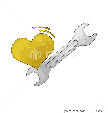 Illustration of Wrench with Heart Illustration of Wrench with Heart 139868513