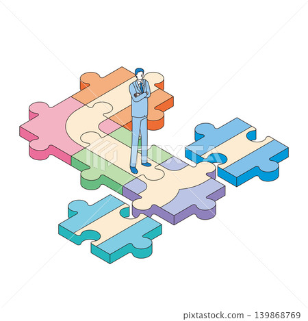 A businessman lost at a crossroads A businessman lost at a crossroads 139868769