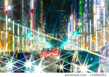 Christmas illuminations on Ginza Chuo Street in Tokyo Christmas illuminations on Ginza Chuo Street in Tokyo 139868991