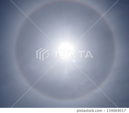 The phenomenon known as a "halo" appears when a ring forms around the sun. The phenomenon known as a "halo" appears when a ring forms around the sun. 139869017