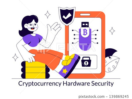 Cryptocurrency Hardware Security Vector Illustration Featuring Digital Wallet Protection, Blockchain Encryption and Crypto Asset Safety Design Cryptocurrency Hardware Security Vector Illustration Featuring Digital Wallet Protection, Blockchain Encryption and Crypto Asset Safety Design 139869245