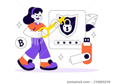 Cryptocurrency Hardware Security Vector Illustration Featuring Digital Wallet Protection, Blockchain Encryption and Crypto Asset Safety Design Cryptocurrency Hardware Security Vector Illustration Featuring Digital Wallet Protection, Blockchain Encryption and Crypto Asset Safety Design 139869249