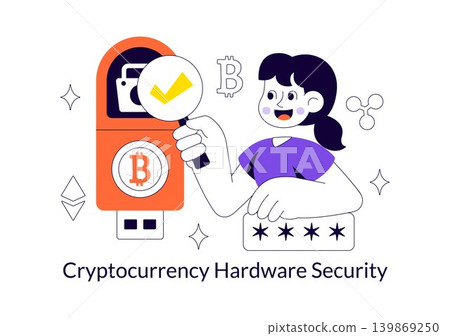 Cryptocurrency Hardware Security Vector Illustration Featuring Digital Wallet Protection, Blockchain Encryption and Crypto Asset Safety Design Cryptocurrency Hardware Security Vector Illustration Featuring Digital Wallet Protection, Blockchain Encryption and Crypto Asset Safety Design 139869250