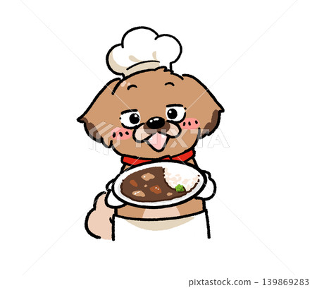 Dog holding curry Dog holding curry 139869283