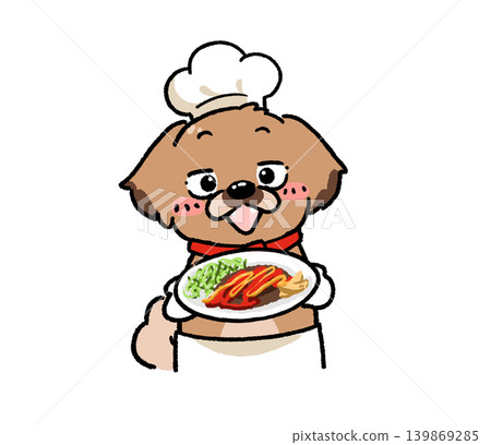 Dog holding a hamburger 139869285