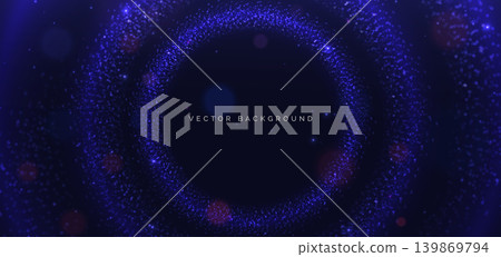 Abstract blue dotted wave background featuring flowing curved lines 139869794