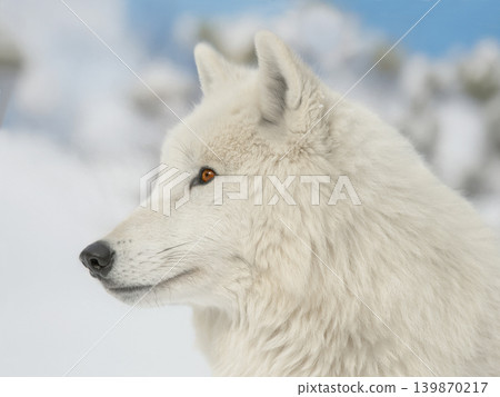 arctic wolf portrait on blurred background arctic wolf portrait on blurred background 139870217