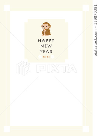 一張簡單的猴年新年明信片模板,圖案是一隻猴子坐著,雙手捧著一個吉祥的柿子,慶祝2028年的到來。 一張簡單的猴年新年明信片模板,圖案是一隻猴子坐著,雙手捧著一個吉祥的柿子,慶祝2028年的到來。 139870381