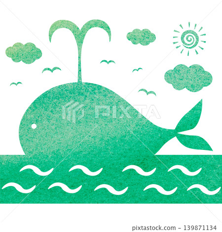 美麗的水彩畫鯨魚圖示圖像插圖 139871134