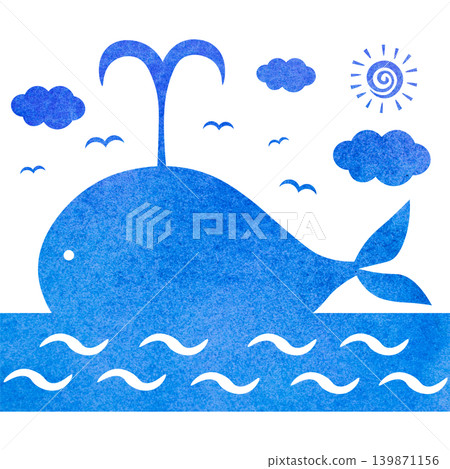 Beautiful watercolor whale icon image illustration 139871156