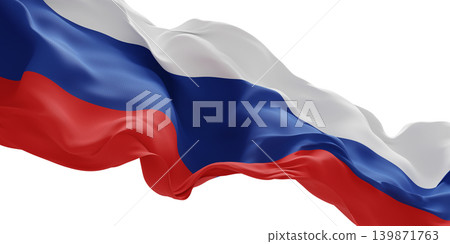 Russian flag flowing isolated on white background 3D render 139871763